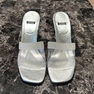 Stuart Weitzman Spellbound Rhinestone Jelly Slide Lucite heel Sandals